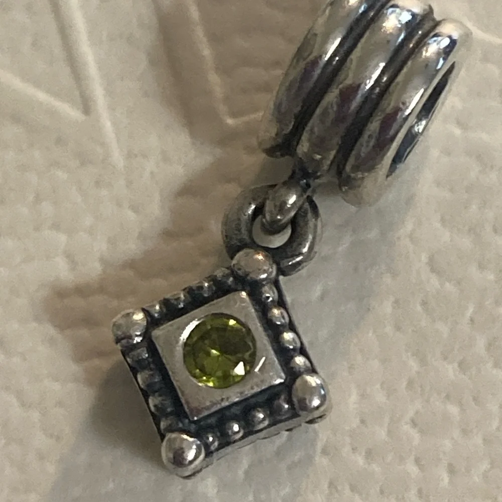PANDORA STERLING SILVER GREEN PERIDOT DANGLE - Picture 3 of 6